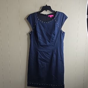 Betsey Johnson Navy Detail Shift  Studded Mini Dress 12
